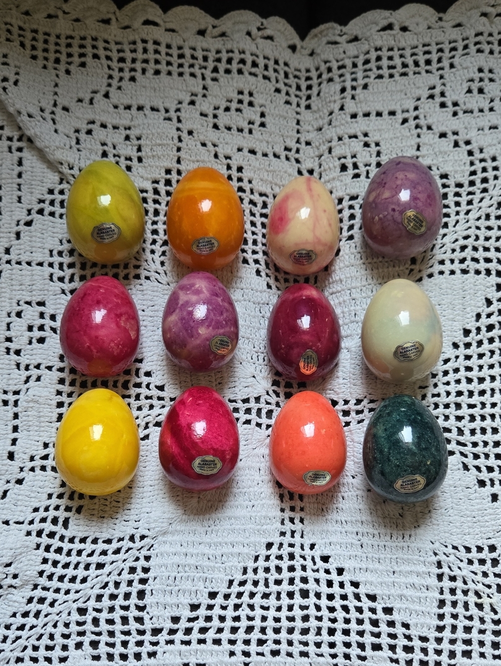 Alabaster Eggs Hand Carved In Italy